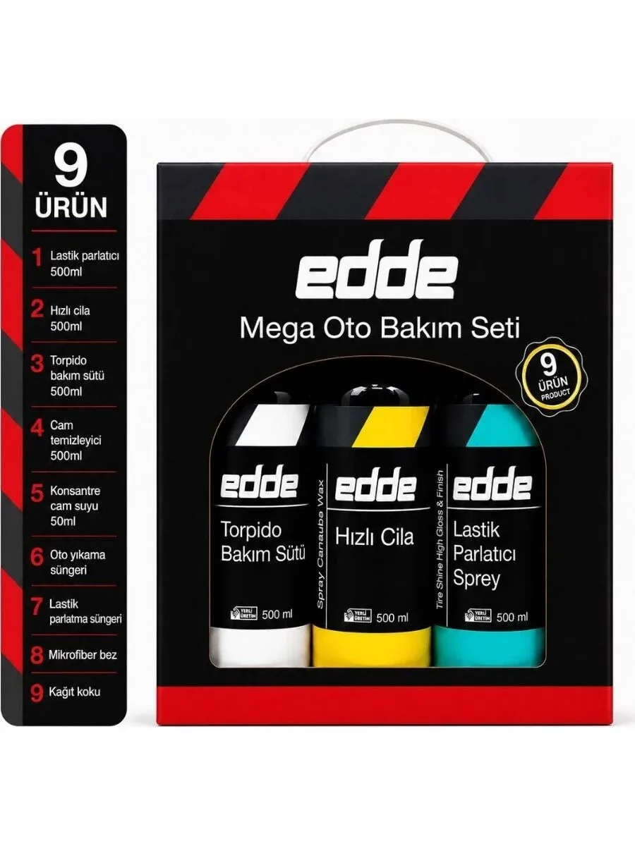 Edde 9'lu Araba Araç Oto Mega Oto Bakım Seti 9 Parça Ürün