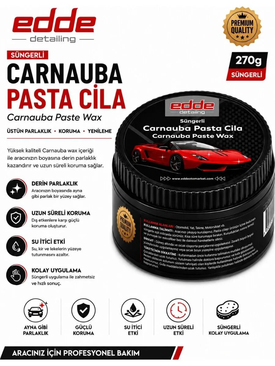 Edde Araba Araç Oto Süngerli Pasta Cila Oto Detailing — görsel 2