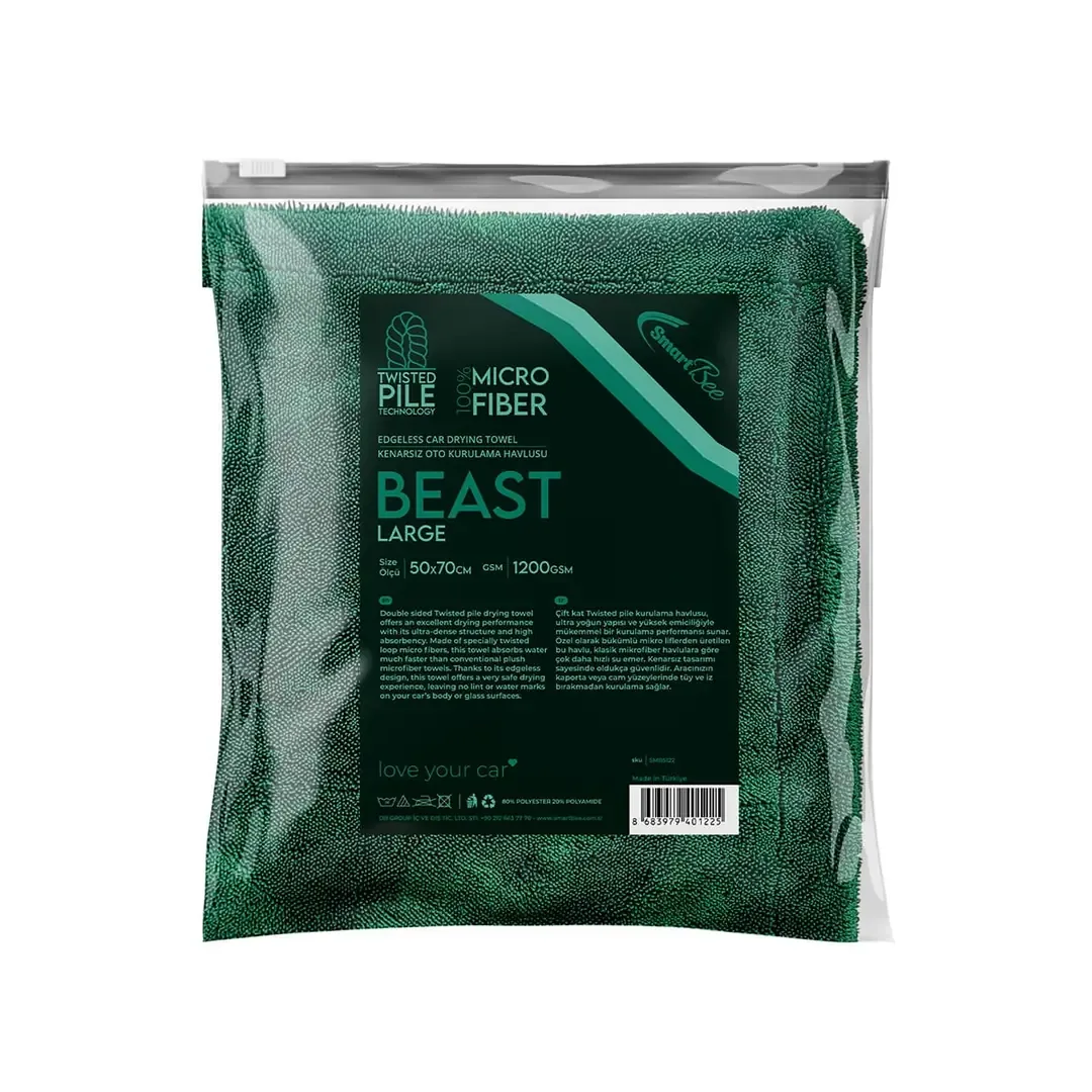 BEAST Çift Kat Twisted Pile Mikrofiber Oto Kurulama Havlusu 50×70cm 1200GSM