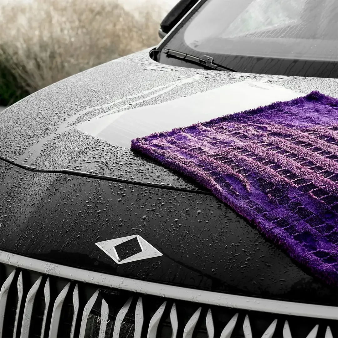 MAMBA Çift Kat Hybrid Twisted Pile Mikrofiber Oto Kurulama Havlusu 50×70cm 1000gsm – Mor — görsel 3